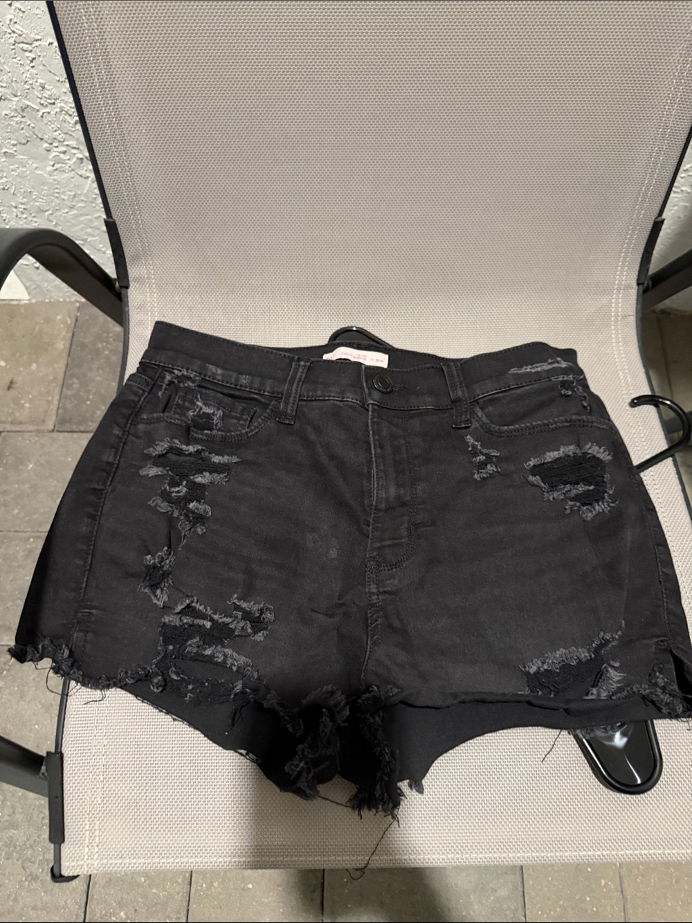 SO Black Distressed High-Rise Jean Shorts